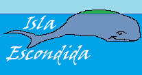 Logotipo de Isla Escondida es una ballena semisumergida en el mar